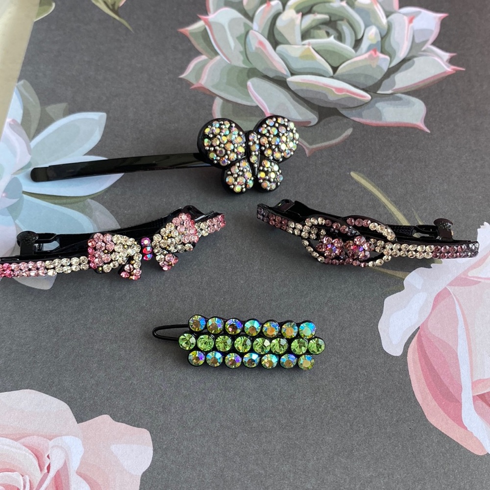 Rhinestone & Black Hair Clips